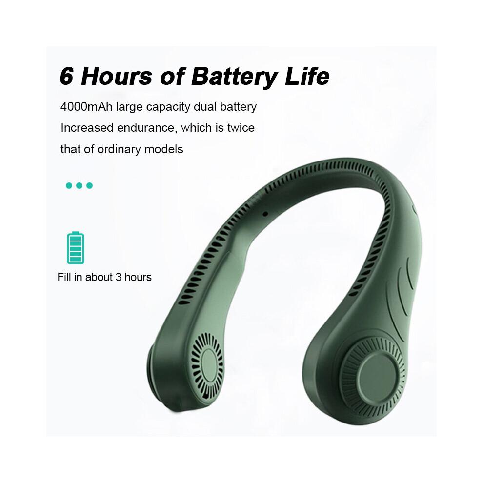 (Green) Portable Bladeless Cooling Fan Neck Fan Hands-Free