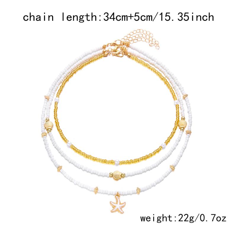 

Богемный чокер из ракушек морских звезд и рисовых бусин, многослойное ожерелье для женщин, летнее пляжное, сексуальная цепочка на ключицу, праздничные украшения, подарки