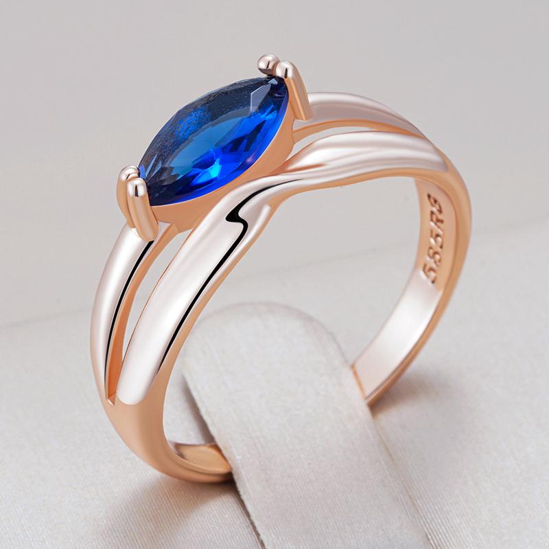 Simple Blue Natural Zircon Bride Ring For Women Fashion  Rose Gold Color Accessories High Quality Vintage Jewelry