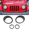 2007-2017 Jeep Wrangler JK Headlight Cover & Front Turn Signal Light Trim Kit For Jeep Wrangler JK | 4x | Black | Adhesive | Aluminum