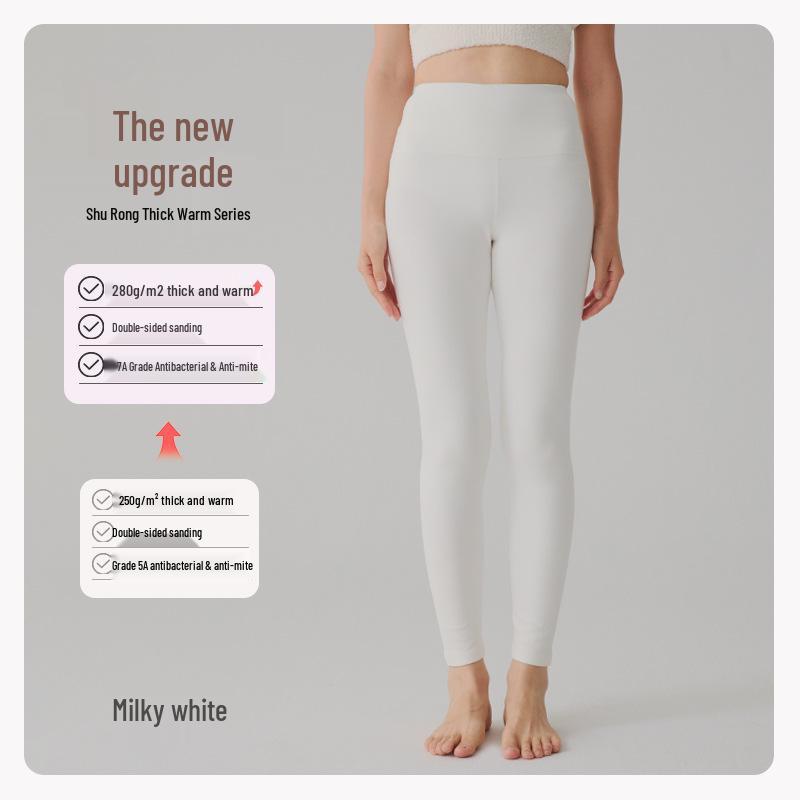 Pantaloni termici de bumbac cu talie înaltă pentru femei - Catifea confortabilă, Îngroșați, Croială elastică