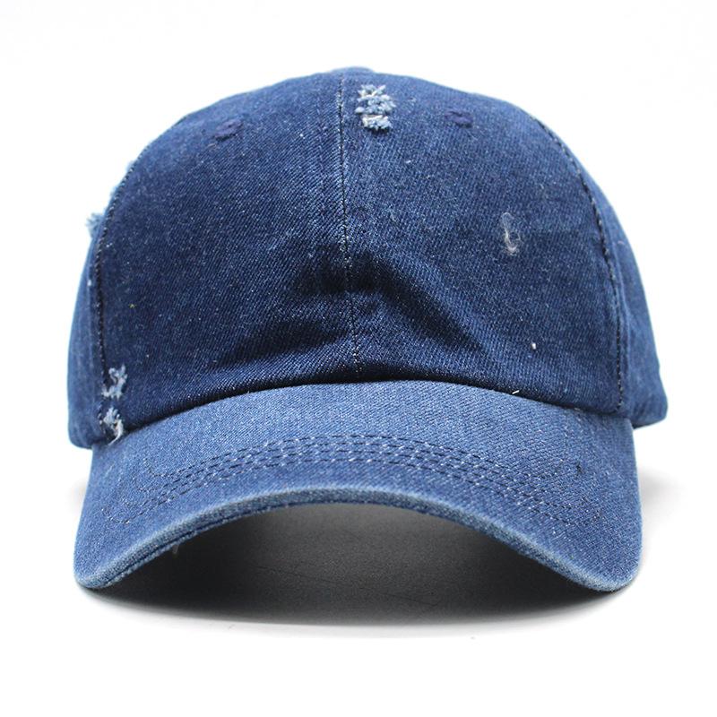 Retro Washed Cotton Denim Men'S Baseball Cap Ripped Baseball Cap Simple Light Board Cap Sun Hat Women