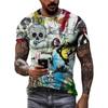 Summer 3D Printed Graffiti Men T-shirts Trend Fashion Casual Street Art Oversized T Shirt Hip Hop Harajuku O-neck Tees