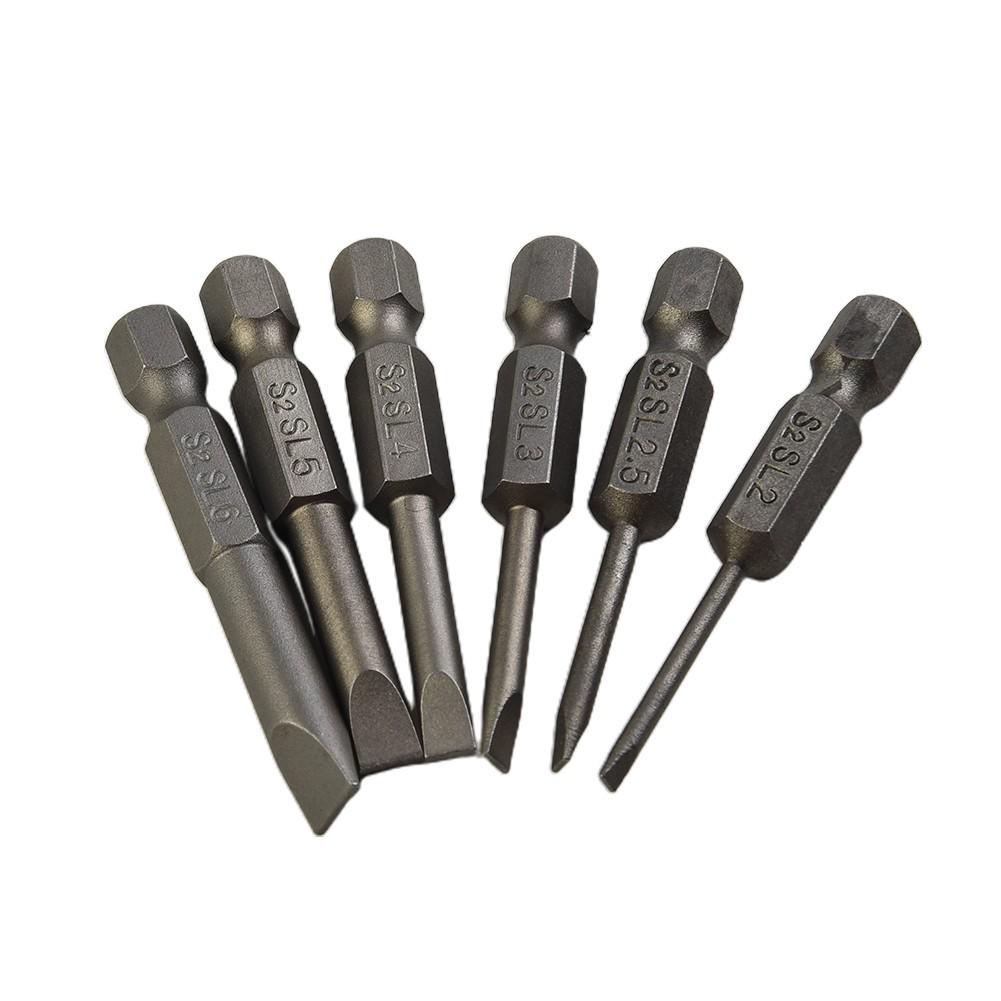 

6pcs/set 50mm Flat Head Slotted Tip Magnetic Screwdrivers Bits 2.0-6.0mm 6pcs