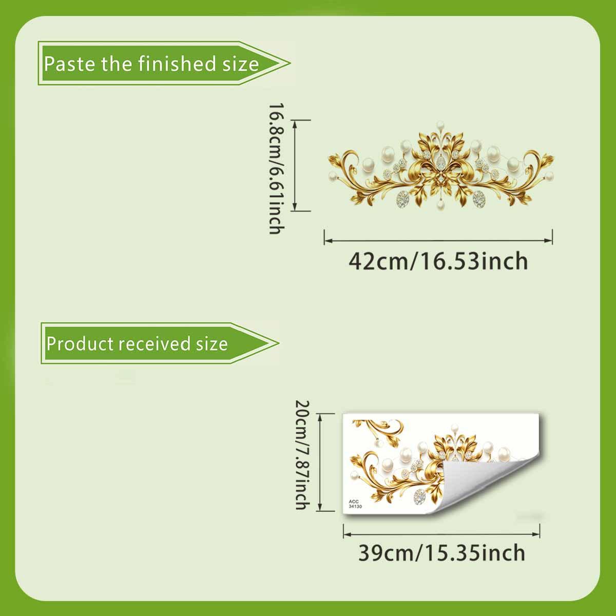 

Luxurious Gold Jewelry, Pearl and Diamond Toilet Tank Stickers, Court-style Bathroom Decoration Stickers 30*40cm