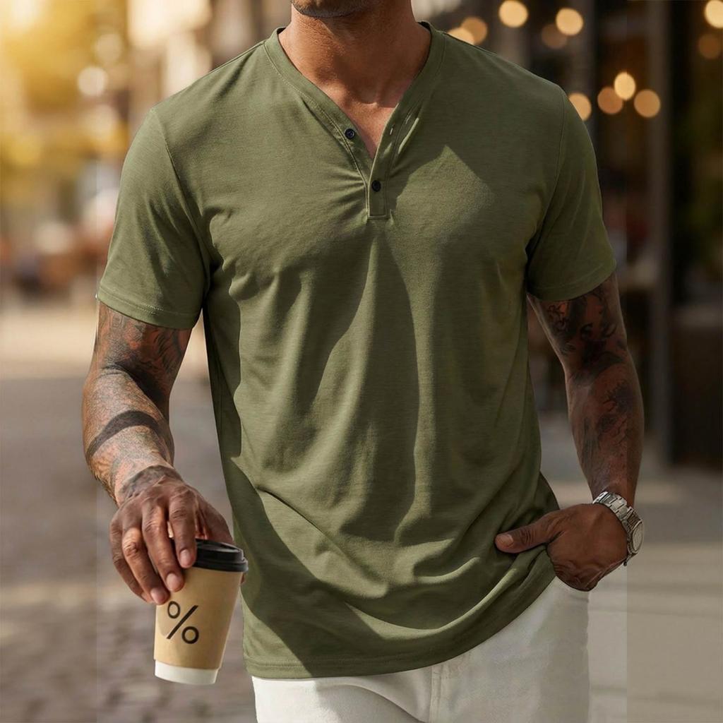 Men's New Lightweight Breathable Fashion V-neck Daily Basic Casual Sports T-shirt