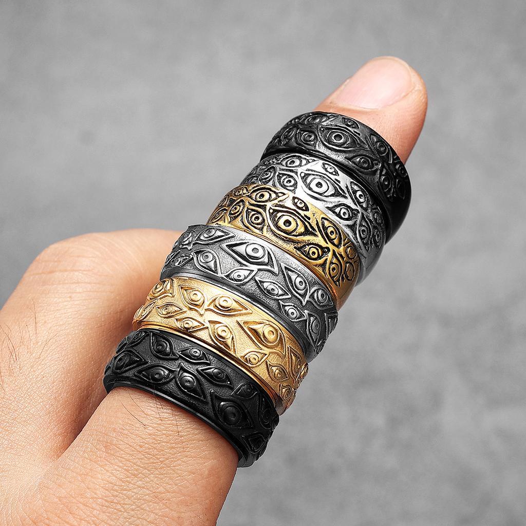 Vintage Punk Rock Multi Eye Devil Ring Stainless Steel Unisex Fashion Jewelry Fidget Toy Gift