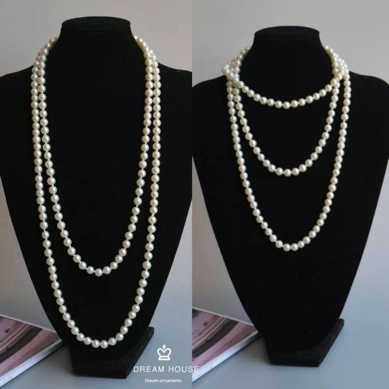 

Women s Freshwater Pearl Necklace Multi-Layer Twin Long Autumn/Winter Sweater Chain Accessible Luxury Fancy Clavicle Chain Accessories 8mm sweater chain