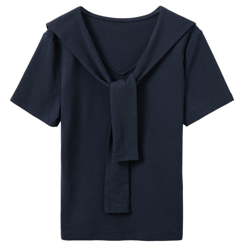 Sancai Plus Size V-Neck T-Shirt with Tie-Strap Shawl