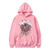 Web-script Herren Hoodie Klassischer Kapuzenpullover, Spinnennetz & Gebogene Buchstaben Grafik auf der Brust, Gemütliches Fleece-Sweatshirt für Sport Outdoor Freizeit Outfits