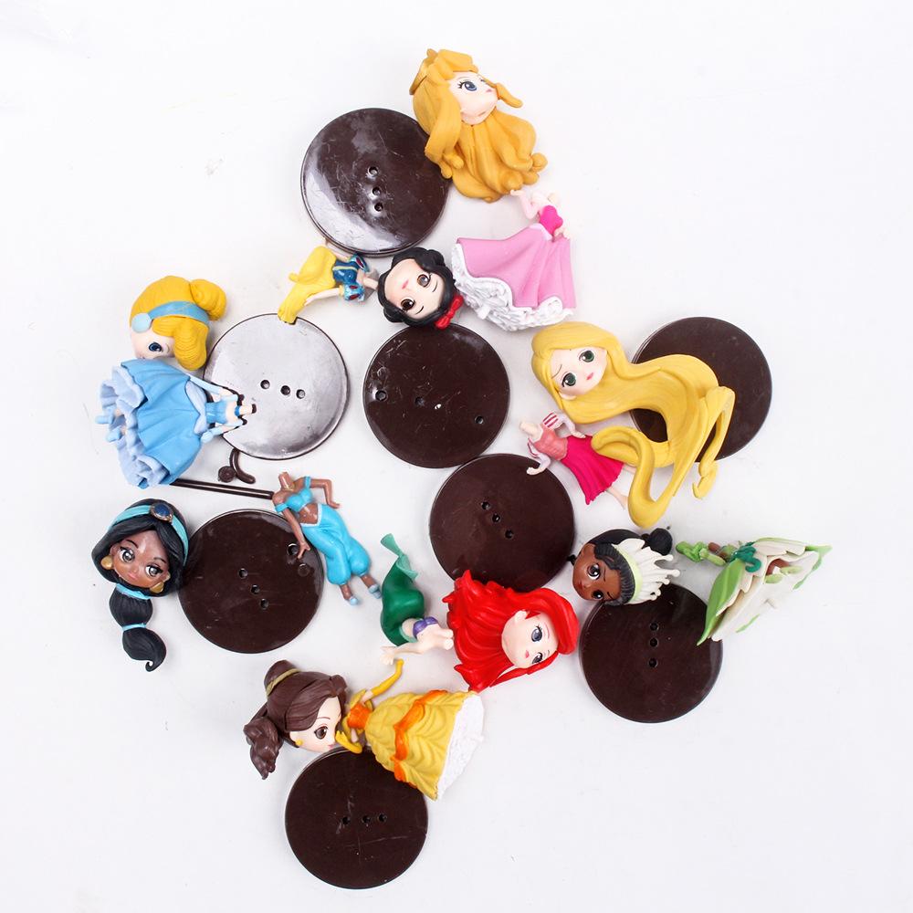 8 Peças/Conjunto Kawaii Princesa Q 9cm Rapunzel Branca de Neve Jasmine Mulan Ariel Figura de PVC Enfeites de Bolo Brinquedos Presente para Criança