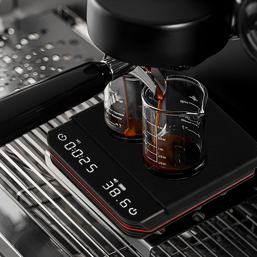 Per USB wiederaufladbare Kaffeewaage mit Timer – präzise Espressozubereitung, wasserdichtes Silikonpad, automatische Zeitfunktion, Zubehör zur Kaffeezubereitung