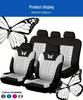 Butterfly Fabric Car Seat Cover Set, Universal Fit, Heat Transfer Design, 5 Seats, 9 Pieces, for Middle East, Europe & America.