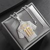 Eco-friendly alloy jewelry, gilded and diamond-encrusted football No. 10 jersey pendant, fashionable necklace