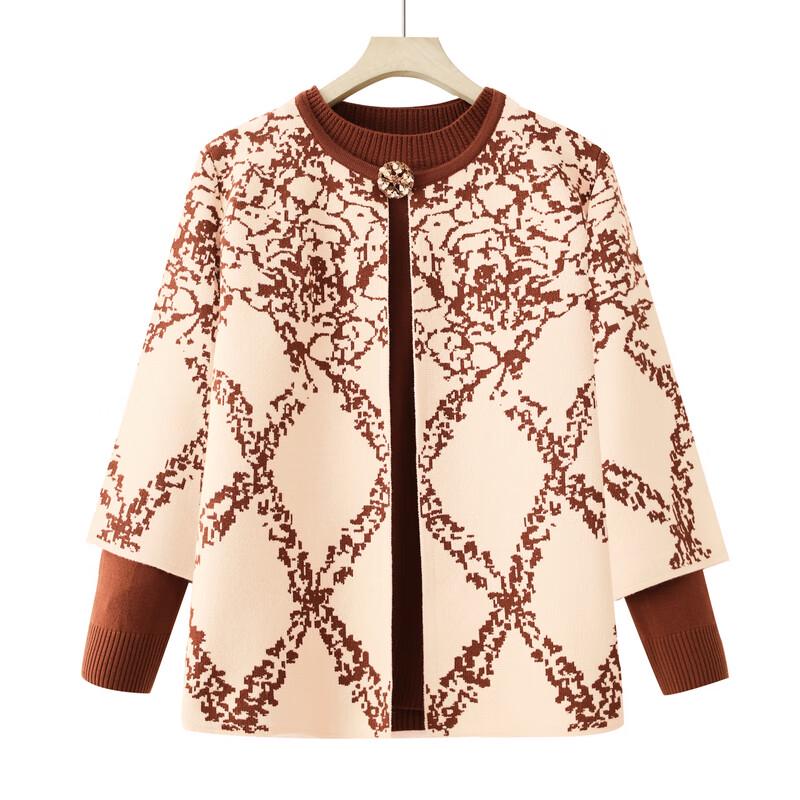 Fengxiao Damen gemusterter Strick-Cardigan