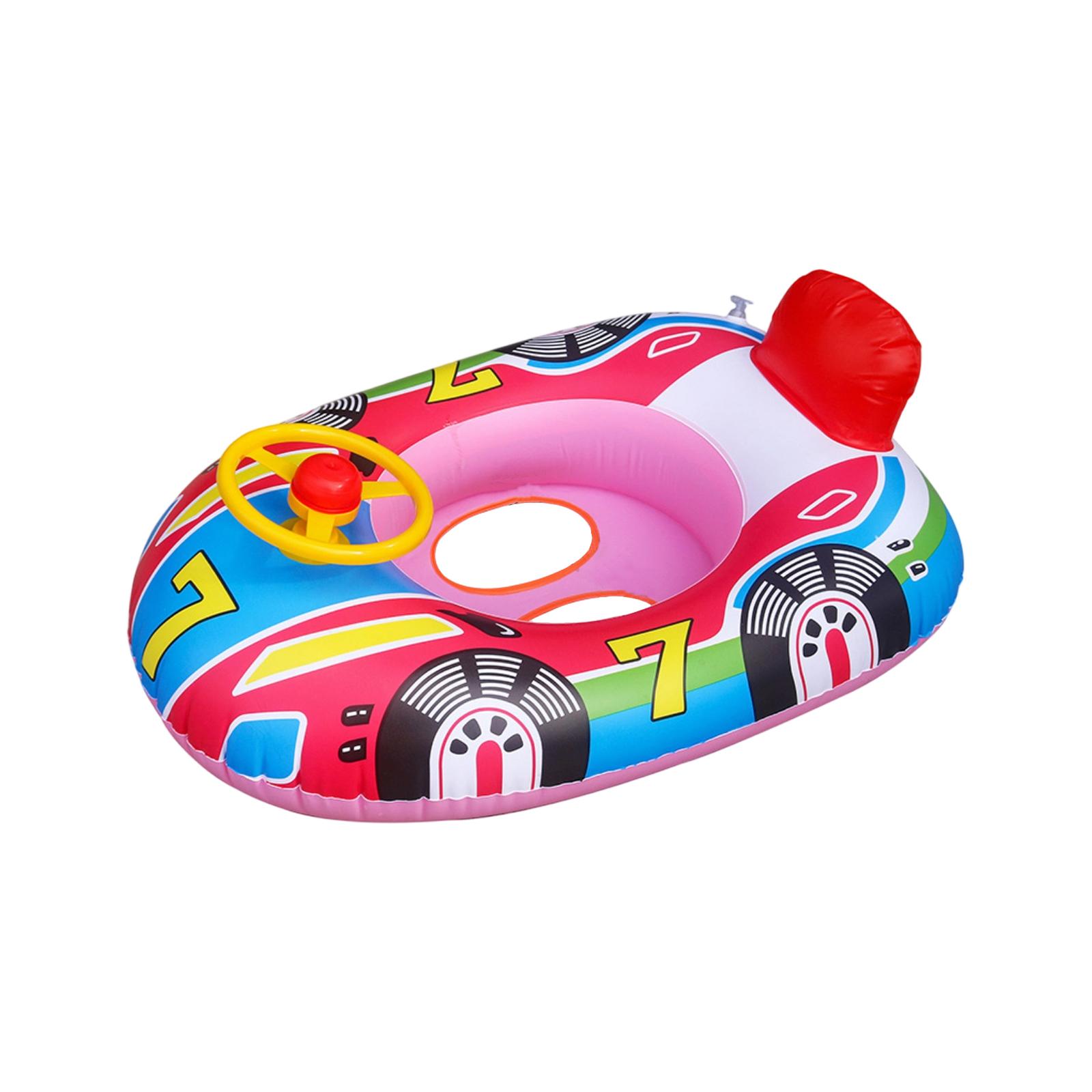 

Inflatable Kids Boat Pool Float with Steering Wheel and Rocket Design Water Seat Swim Ring for Children Water Play and Swimming One Size