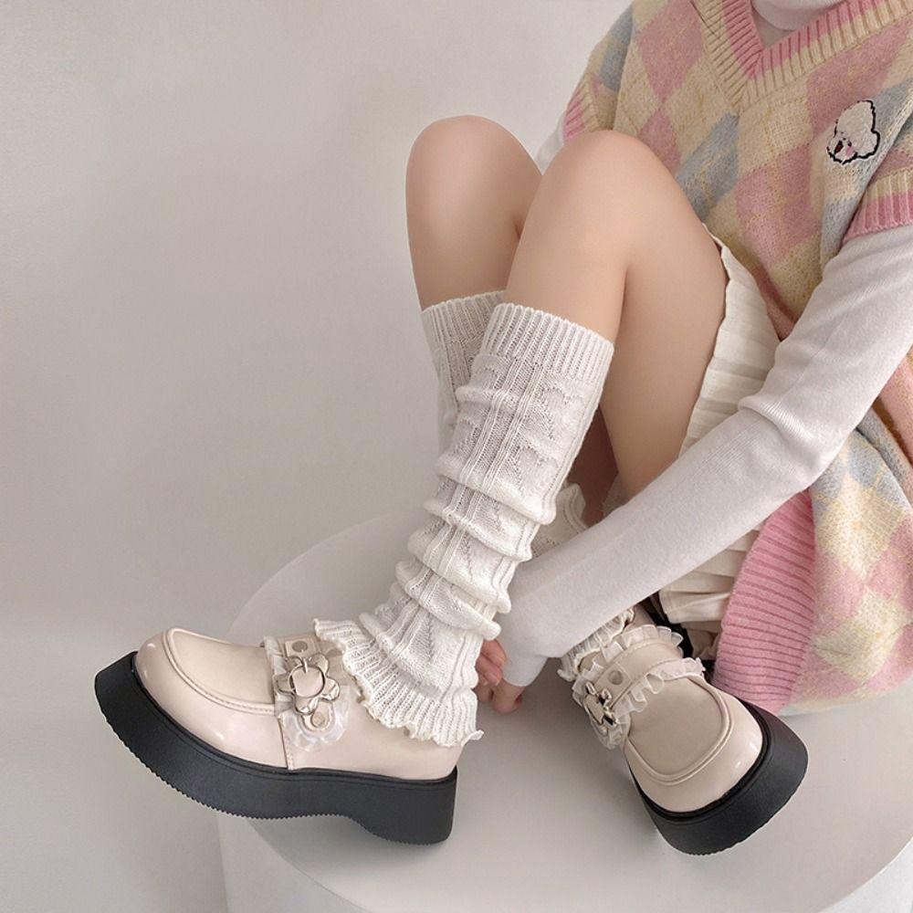 Lolita Fashion Stacked Socks Knitted Foot Cover Leg Cover Socks Warmth Knee Socks For Women Girls