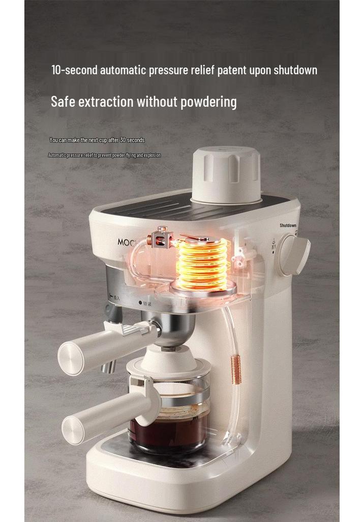 Italian Moka Pot: Semi-Automatic Coffee Maker for Home or Office with Manual Grinding and Brewing.