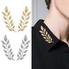 Women Collar Button Honeysuckle Leaf Shape Lapel Brooch Pin Suits Coats Bags Scarves Badge Versatile Accessory