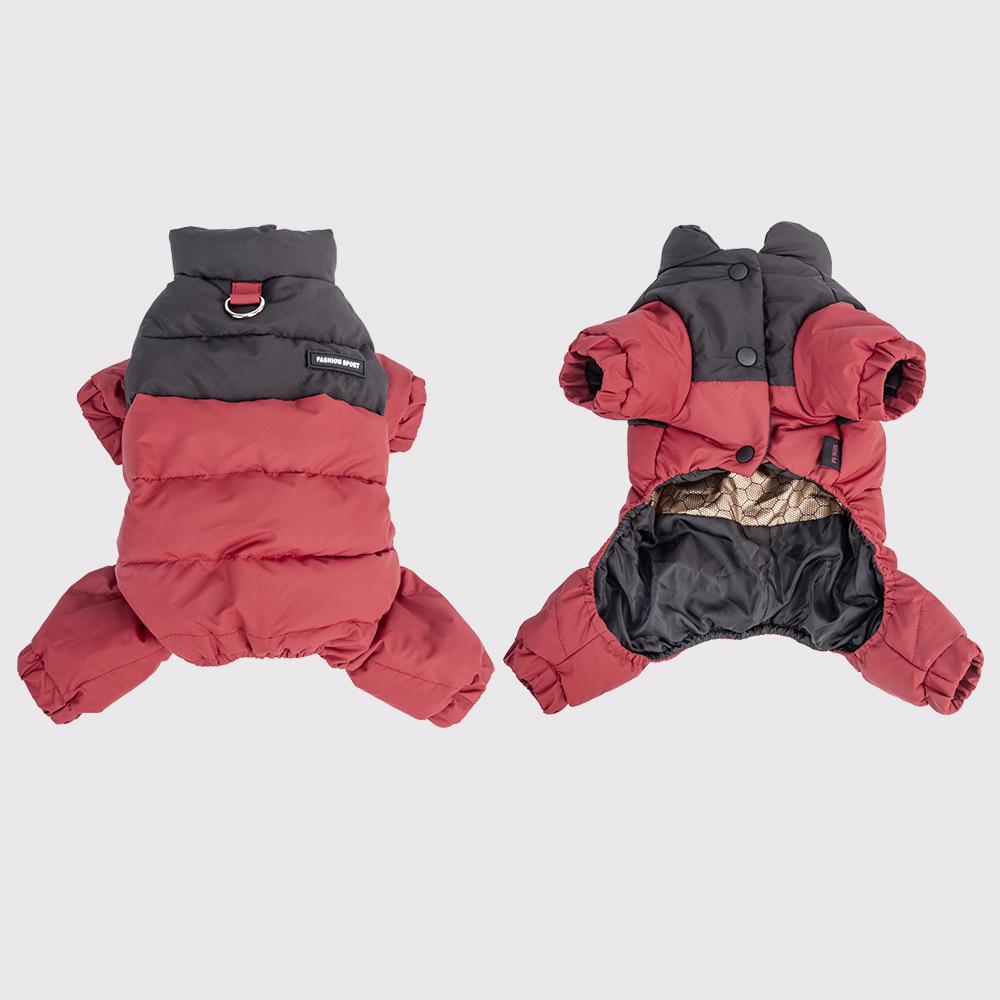 Pet cotton clothes are warm in winter, thickened four-legged cotton-padded clothes, graphene windproof dog clothes can be towed, waterproof teddy