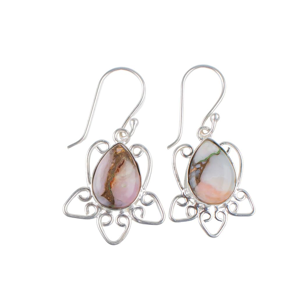 Opale Rose Cuivre Pierre Précieuse Argent Sterling 925 Bijoux Faits Main Boucles d'Oreilles Pour Cadeau EE-40-34
