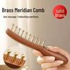Sandalwood Meridian Comb: Brass Head Massage & Gua Sha Acupressure Stick with Large Teeth for Scalp Therapy.