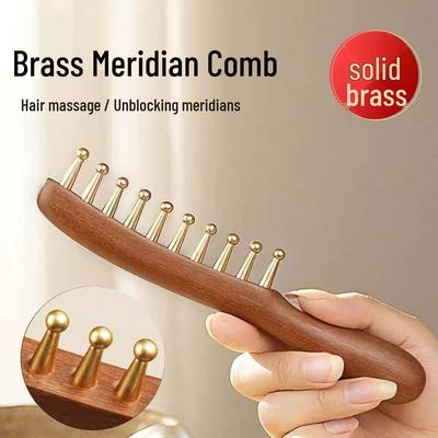 Sandalwood Acupressure Massage Comb with Brass Bristles