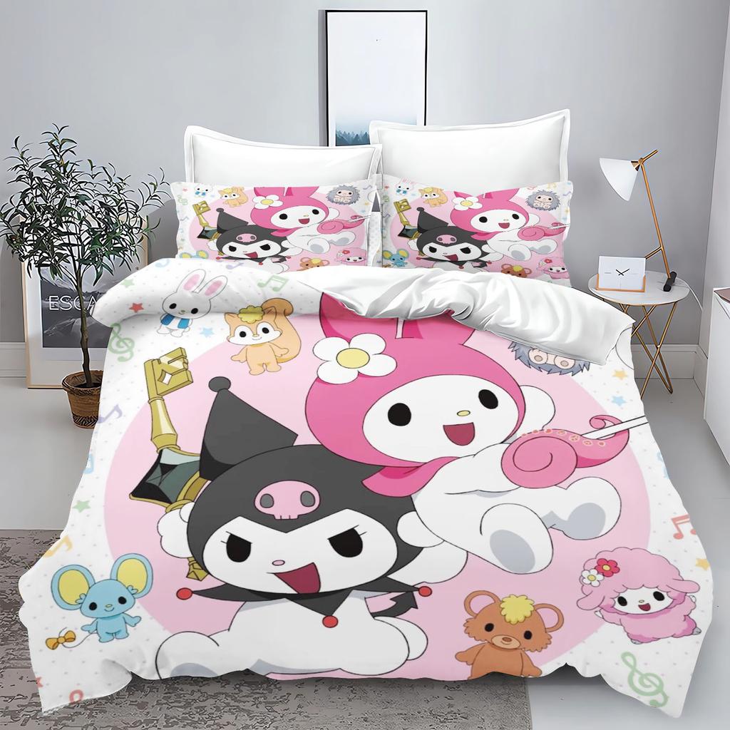 Kuromi My Melody Sanrio Series Printed Bedroom Bedding Set Duvet Cover Christmas Gifts Comforte Cartoon With Pillowcase