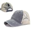 Women Ripped Anti UV Mesh Ponytail Hat Adjustable Breathable Sports Baseball Cap