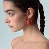 Siasiya Red Crescent Resin Stud Earrings – Women’s Autumn/Winter Collection: Elegant, Niche Style Hoops and Bracelet Set