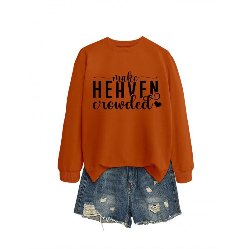MAKE HEART Graphic Print Loose Fit Crewneck Long Sleeve Sweatshirt Women