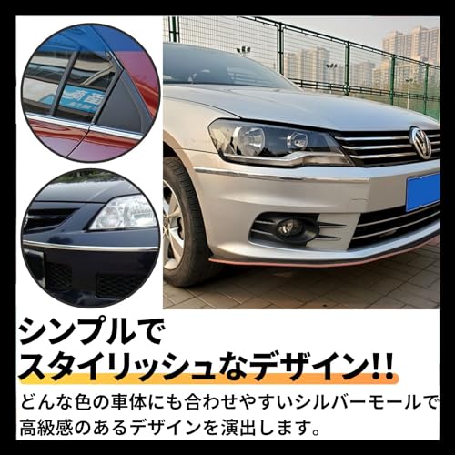 TIGRE BLANC Chrome Molding Silver Tape Body Bumper Universal Protector Protection Dress Up PVC Metallic Width 50mm Length 3m