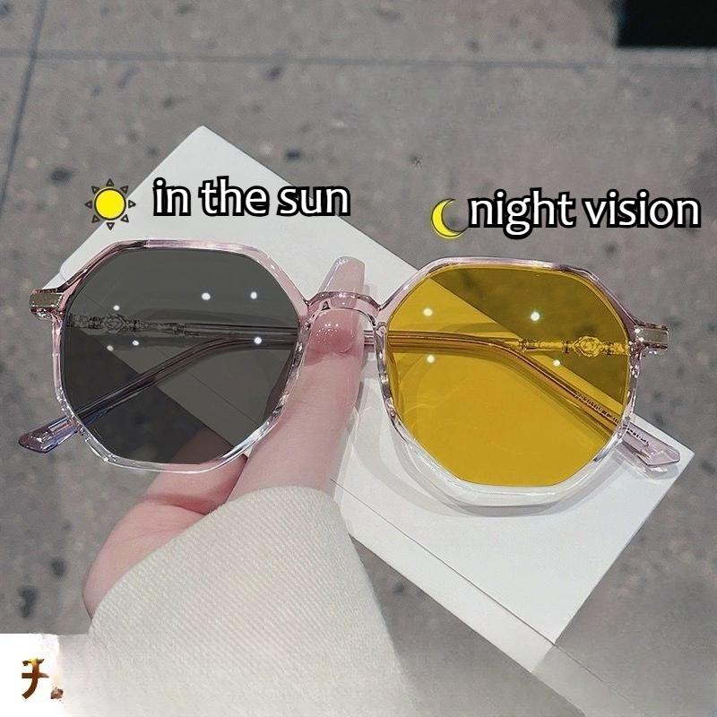 Night Vision Color Changing Day and Night Myopia Glasses Photochromic Myopia Glasses Driving-Specific UV Protection Anti-Glare Night Vision Eyewear