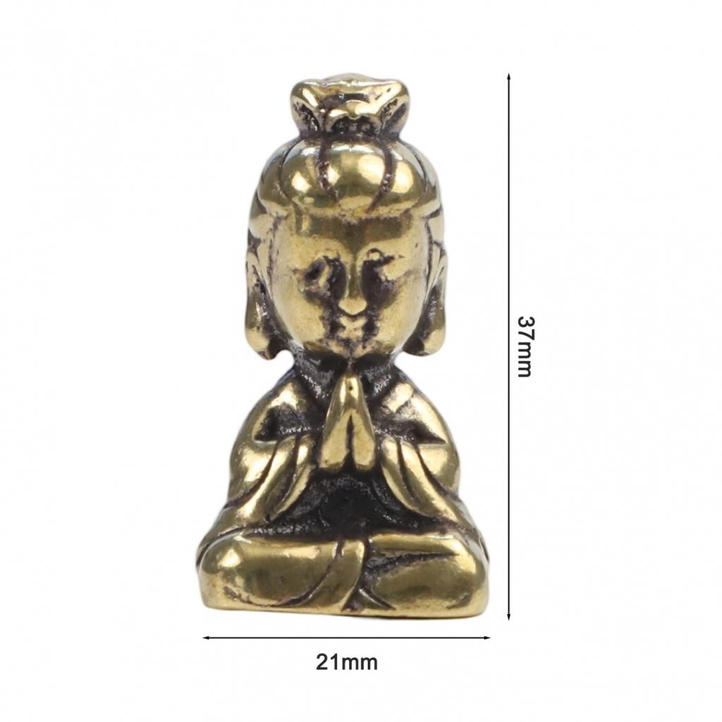 Small Brass Buddha Ornaments Guanyin Bodhisattva Mini Statue Chinese Decoration