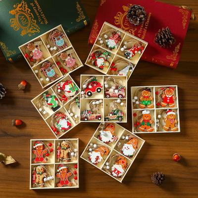 12 Stück Gesichtsloser alter Mann Weihnachten Holzanhänger Box Set Weihnachtsbaum Kleiner Anhänger Weihnachtsset