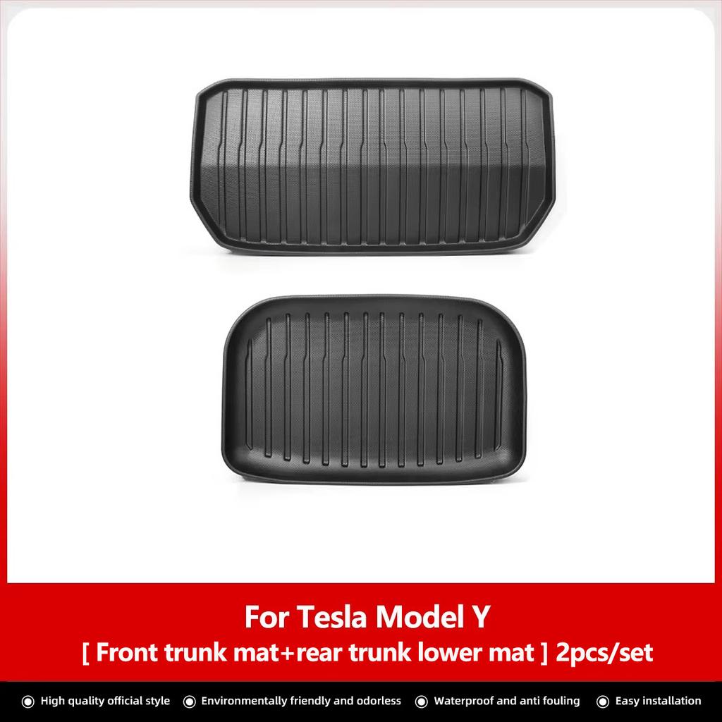 LUCKEASY For Tesla Model Y Rear Seat Backrest Protective Pad Trunk Mat Anti-Kick Pad Car Interior Accessories 2021-2024