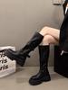 Small Over-the-Knee Height-Increasing Retro Boots with Buckle, Versatile for Autumn, In Stock