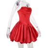 Spring and Summer Sexy Slim Fit Strapless Satin Dress