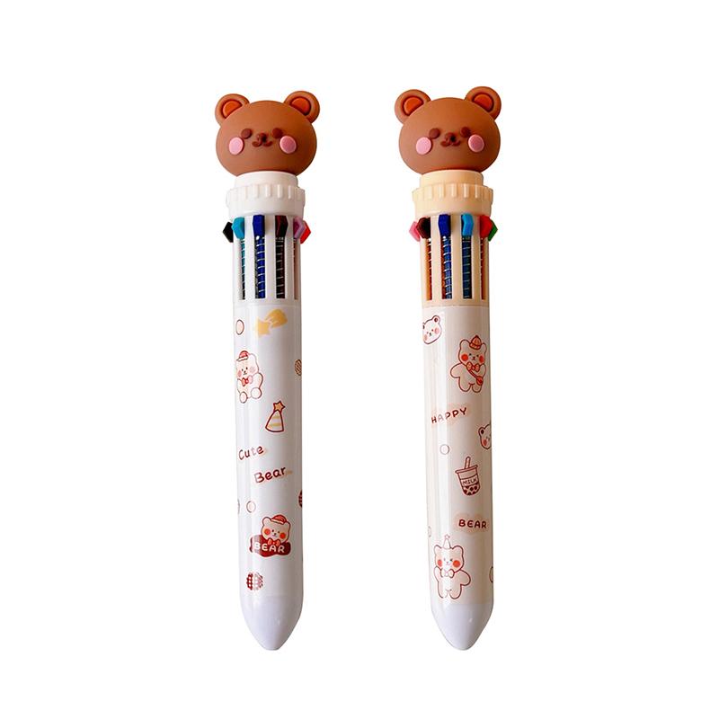 Kawaii Bear Cartoon Silikonowy 10 Kolorów Gruby Długopis Szkolny Artykuł Biurowy