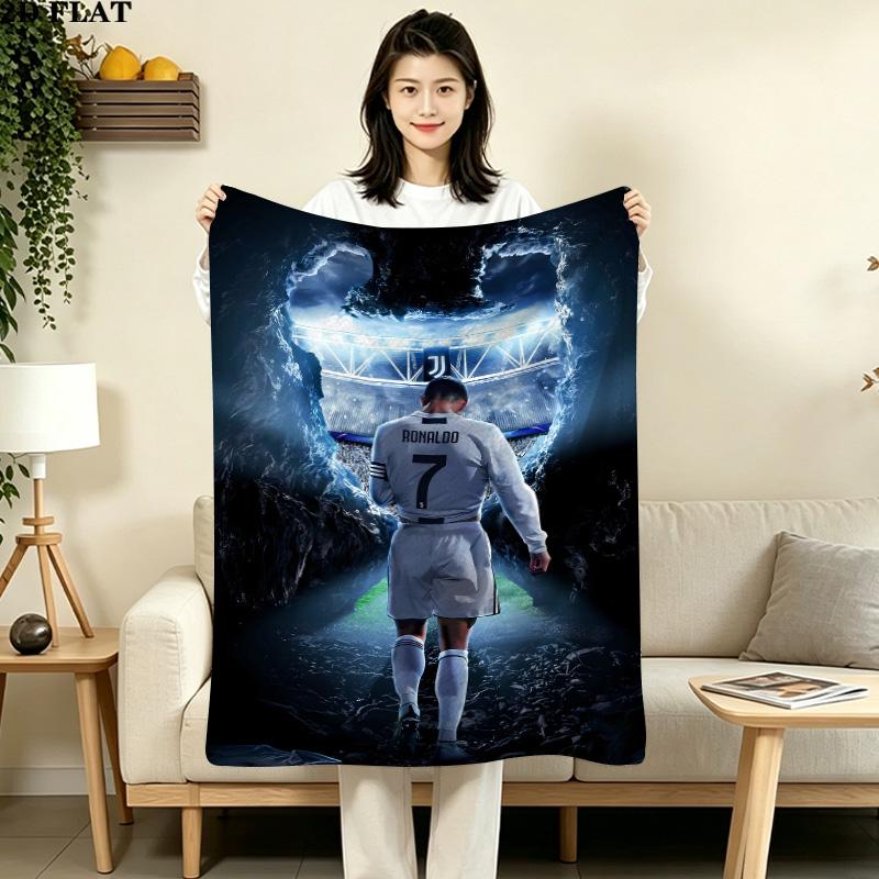1PC Ronaldo Patterned Flannel Blanket Suitable For All Seasons For Home Decor Warmth And Comfort Gifts Holiday Present
