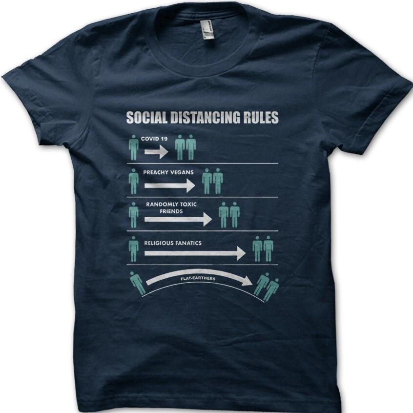 

Social Distancing Rules funny corona flat earth t-shirt 9050 L