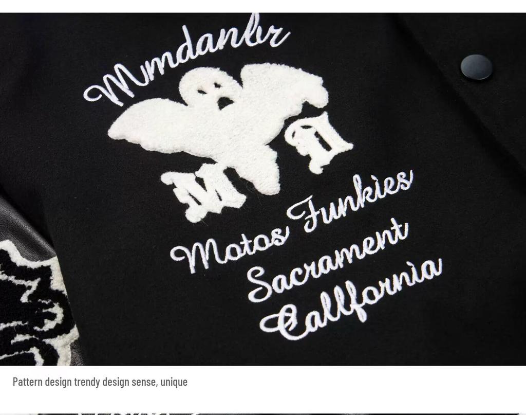 Męska Wysokiej Jakości Czarna Pikowana Kurtka Baseballowa z Naszywkami - Wszechstronna i Modna Odzież Wierzchnia