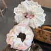 Korean Gingham Ballet Hair Tie - Cute Creamy Style Hair Rope with Lace Edge