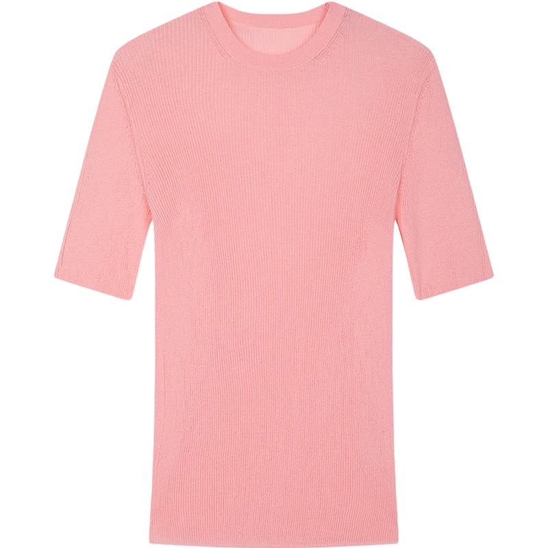 JNBY 2025 Autumn Slim-Fit Round Neck Short Sleeve Knit Top