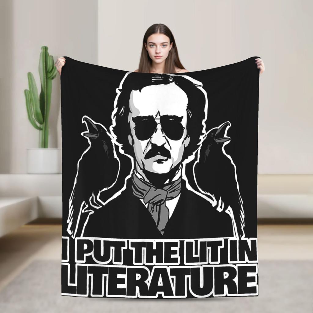 Gothic Edgar Allen Poe The Raven Nevermore Blanket Warm Soft Street Trend Plush Throw Blanket For Home Decor Flannel Bed Cover