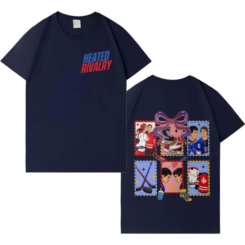 Streetwear Ognisty Rywalizacja Shane Hollander Ilya Rozanov Modny T-shirt z Okrągłym Dekoltem Męski Damski Krótki Rękaw Pop Oversize Codzienne Top
