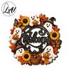 Decorative Door Hanger for Home Entrance Halloween Pumpkin Ghost Wooden Welcome Sign Cute Wall Ornament with Bell Holiday Sign Store Entry