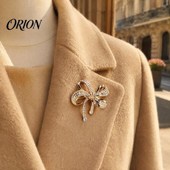 Metal Badge Pin Sparkling Rhinstone Bow Brooch, Retro Alloy Lapel Pin, Gift for Women Jewelry Accessories Suit Dress Coat Scarf Durable Brooch