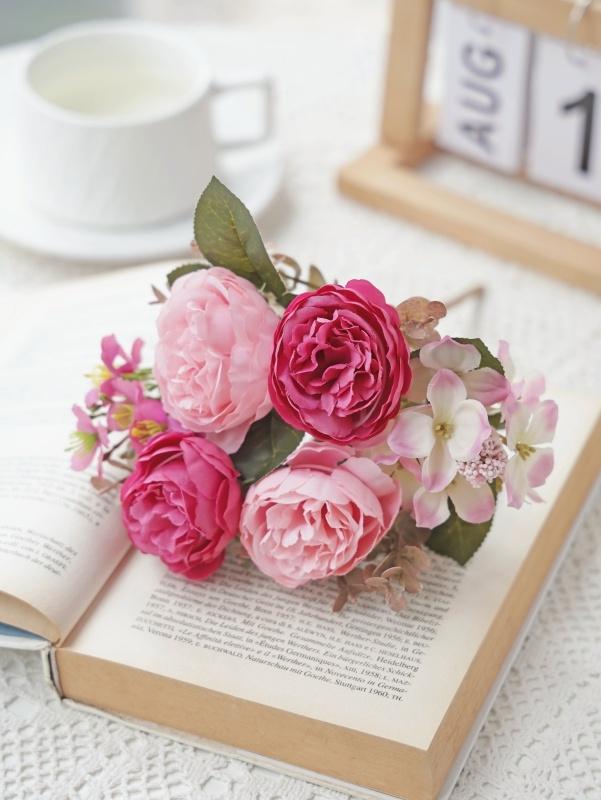 Artificial Flowers Silk Peony Home Room Table Wedding Wreath Bridal Bouquet Decora Valentine's Outdoor Garden Yard DIY Gifts Box