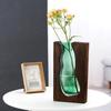 Nordic Style Glass Vase Wooden Tray Single Flower Hydroponic Green Plants Fresh Flowers Desktop Living Room Coffee Table